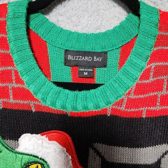 Blizzard Bay Ugly Christmas Sweater T-Rex Dinosaur Door Decor Size Medium - Picture 2 of 5